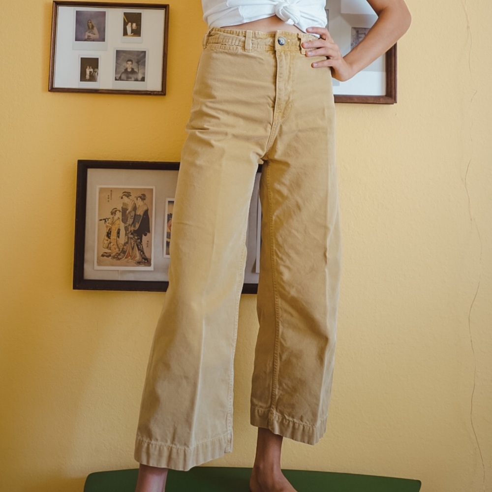 We the Free Yellow Crop High Waisted Pants Jeans